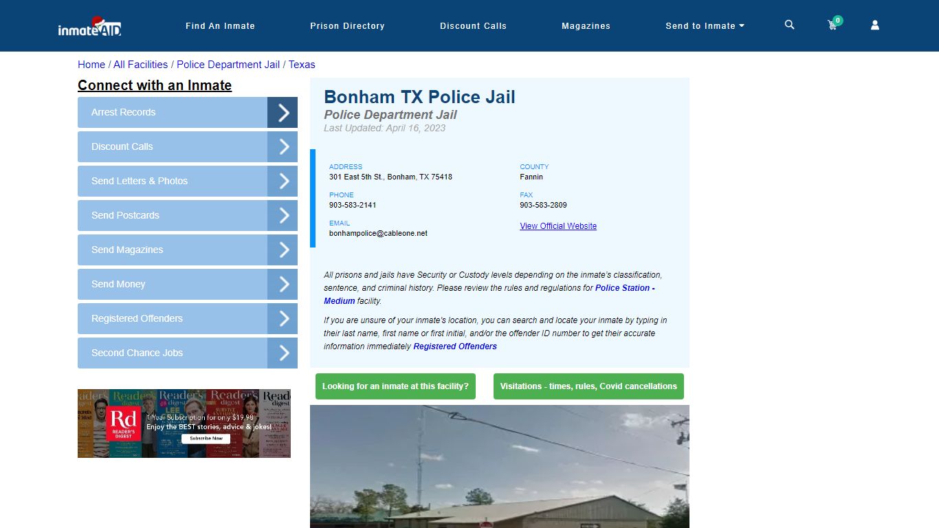 Bonham TX Police Jail & Inmate Search - Bonham, TX